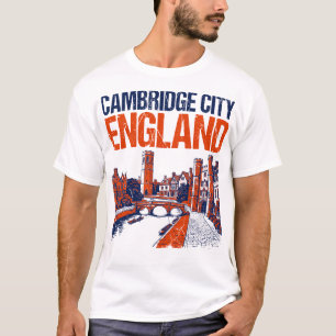 Cambridge England River Cam Skyline Ansicht T-Shirt