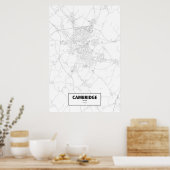 Cambridge, England (Schwarzes auf Weiß) Poster (Küche)