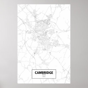 Cambridge, England (Schwarzes auf Weiß) Poster