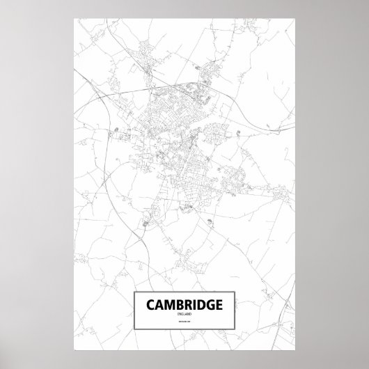 Cambridge, England (Schwarzes auf Weiß) Poster (Vorne)