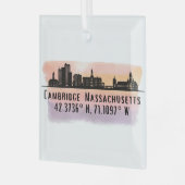 Cambridge MA City Skyline Glasdekoration Ornament Aus Glas (Vorderseite links)