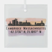 Cambridge MA City Skyline Glasdekoration Ornament Aus Glas (Vorderseite)