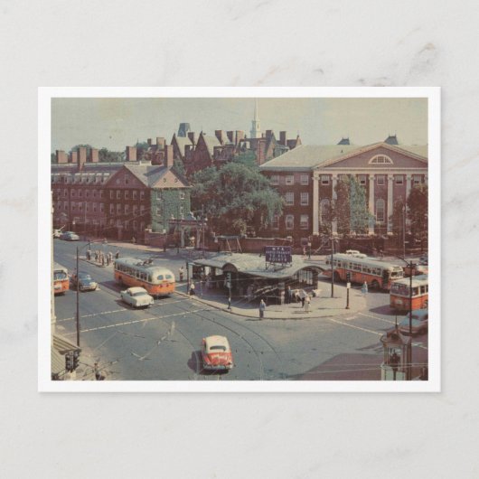 Cambridge MA, Harvard Square, 1960 Retro Vintag Postkarte (Vorderseite)
