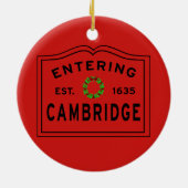 Cambridge, MA Holiday Keramik Ornament (Hinten)