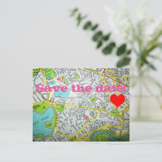 CAMBRIDGE, MA Map 'Save the Date'! Postkarte (Stehend Vorderseite)