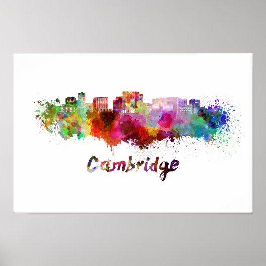 Cambridge MA skyline im Watercolor Poster (Vorne)