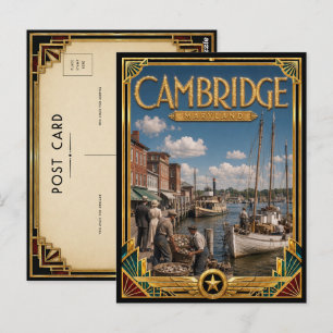 Cambridge Maryland Vintage Art Deco Goldenes Zeita Postkarte