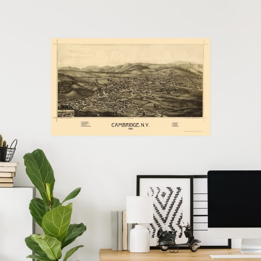 Cambridge, NY Panoramic Map - 1886 Poster (Heimbüro)