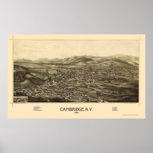 Cambridge, NY Panoramic Map - 1886 Poster (Vorne)