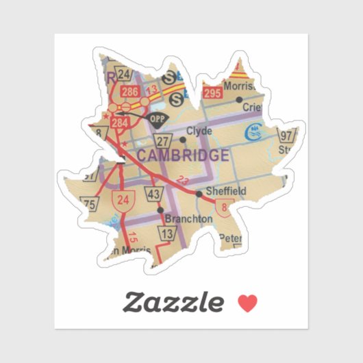 Cambridge Ontario Karte Aufkleber (Blatt)