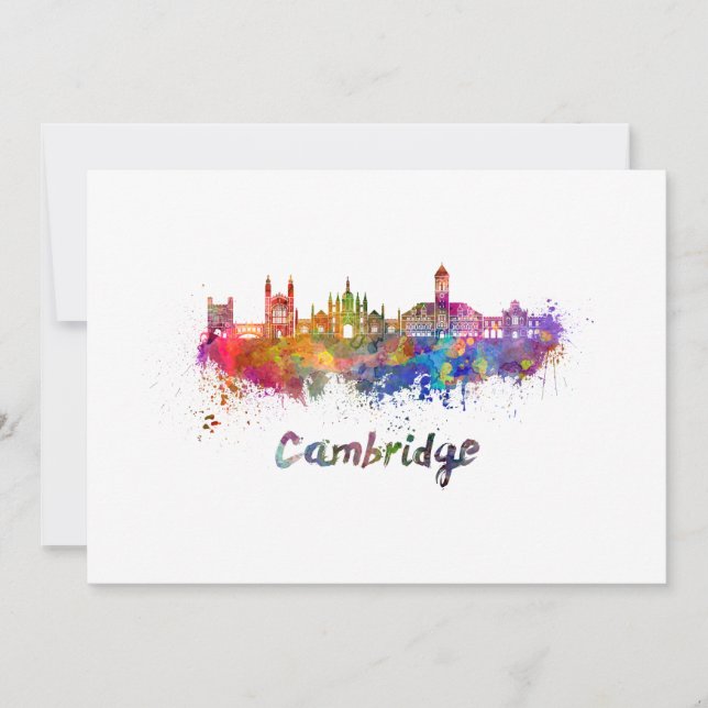 Cambridge skyline im Watercolor (Vorderseite)