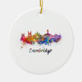 Cambridge skyline im Watercolor Keramikornament (Vorne)