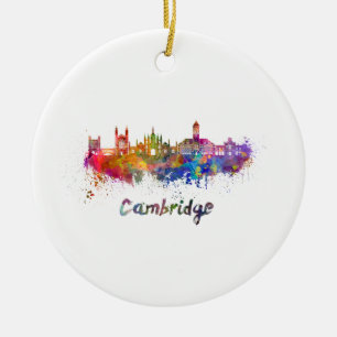 Cambridge skyline im Watercolor Keramikornament