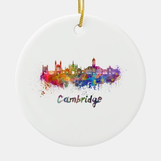 Cambridge skyline im Watercolor Keramikornament (Vorne)