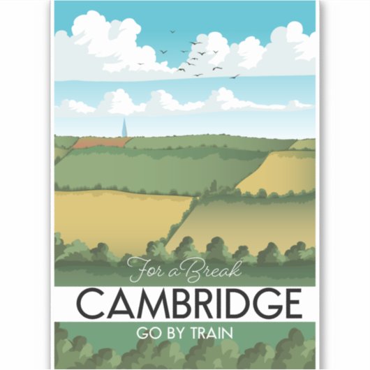 Cambridge Train Travel Poster Aufkleber (Vorderseite)