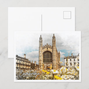 Cambridge United Kingdom Color Pencil Landschaft Postkarte
