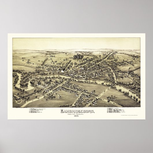 Cambridgeboro, PA Panoramic Map - 1895 Poster (Vorne)