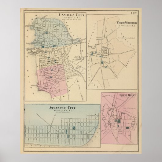 Camden, Atlantic City, Woodbury, Mt Holly Poster (Vorne)