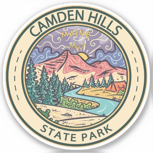 Camden Hills Staat Park Maine Abzeichen Aufkleber (Vorderseite)