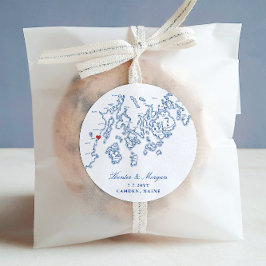 Camden Maine Map Elegant Navy Blue Gastgeschenk Ho Runder Aufkleber