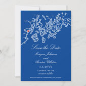 Camden Maine Map Elegant Navy Wedding Save The Date (Vorderseite)