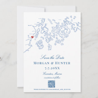 Camden Maine Map Eleganter QR-Code Save The Date