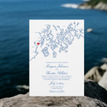 Camden Maine Penobscot Bay Karte Elegante Hochzeit