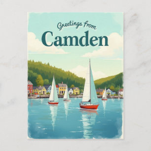Camden, Maine – Segelboote & Häfen Vintage Postkarte