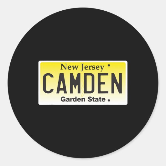Camden New Jersey Nj Hometown License Plate Graphi Runder Aufkleber (Vorderseite)