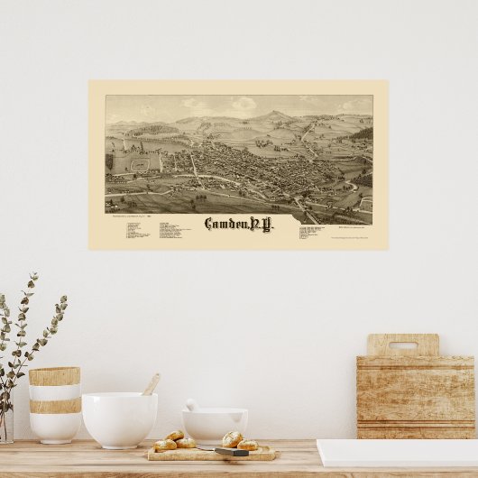 Camden, NY Panoramic Map - 1885 Poster (Küche)
