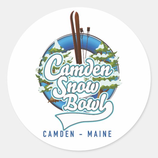 Camden Snow Bowl Ski Logo. Runder Aufkleber (Vorderseite)