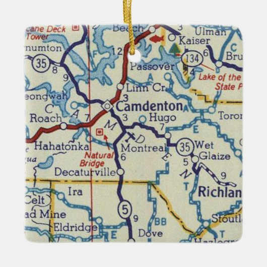 Camdenton MO Vintag Map Keramikornament (Vorderseite)
