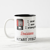 Came Saw gestempelte Notary Public Louisiana Zweifarbige Tasse (Links)