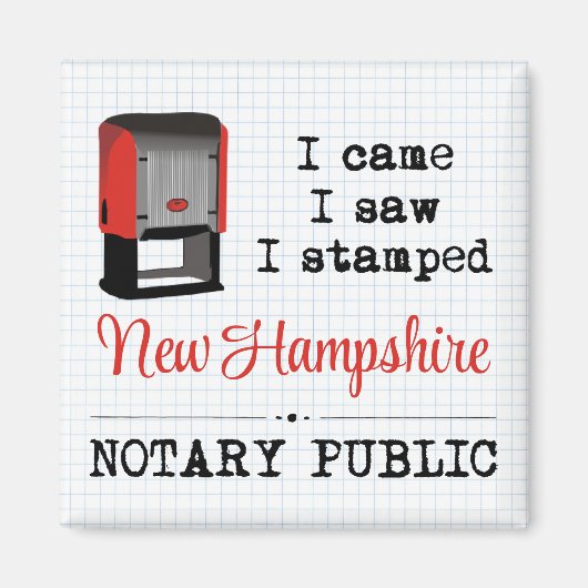 Came Saw gestempelte Notary Public New Hampshire Magnet (Vorne)