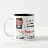 Came Saw gestempelte Notary Public New Hampshire Zweifarbige Tasse (Links)