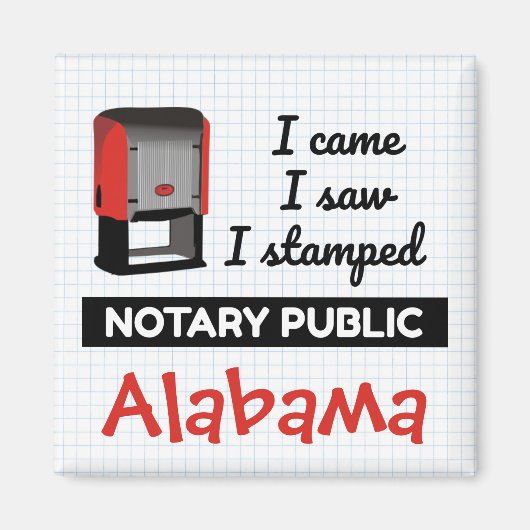 Came Saw Stamps Notary Public Briefmarken Alabama Magnet (Vorne)