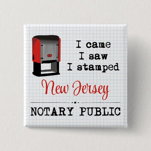 Came Saw Stamps Notary Public New Jersey Button (Vorderseite)
