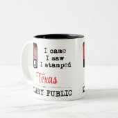 Came Saw Stamps Notary Public Texas Zweifarbige Tasse (Vorderseite Links)