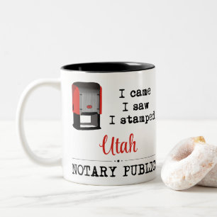 Came Saw Stamps Notary Public Utah Zweifarbige Tasse