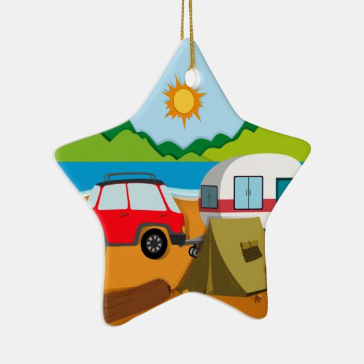 Cameground mit Zelt und Wohnwagen Keramik Ornament (Rechts)