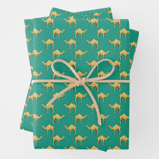 Camel Animal Pattern Green Geschenkpapier Set (Beispiel)