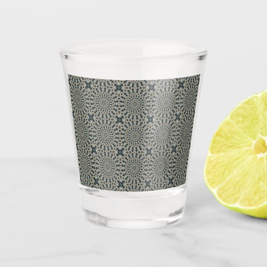 Camel Aquamarine und graue Kreise Muster Schnapsglas (Vorderseite)