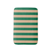 Camel Beige & Classic Green Stripe Badematte (Vorderseite Vertikal)