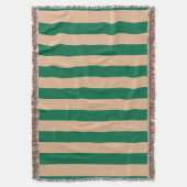 Camel Beige & Classic Green Stripe Decke (Vorderseite Vertikal)