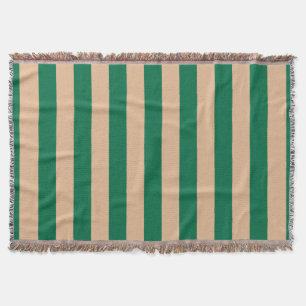 Camel Beige & Classic Green Stripe Decke