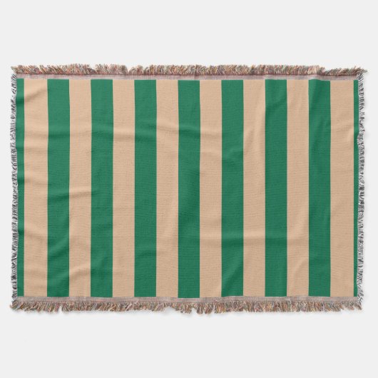 Camel Beige & Classic Green Stripe Decke (Vorderseite)