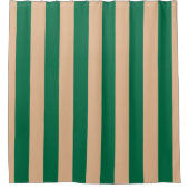 Camel Beige & Classic Green Stripe Duschvorhang (Vorderseite)