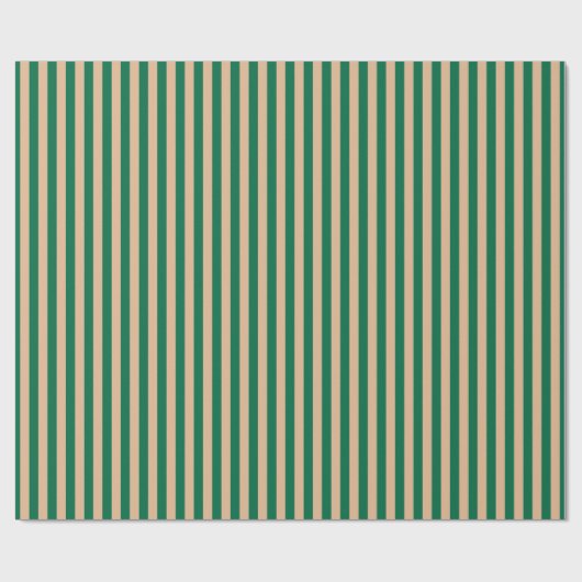 Camel Beige & Classic Green Stripe Geschenkpapier (Flach)