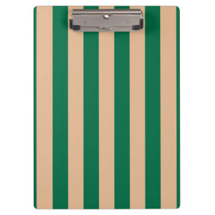 Camel Beige & Classic Green Stripe Klemmbrett