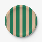 Camel Beige & Classic Green Stripe Pappteller (Vorderseite)